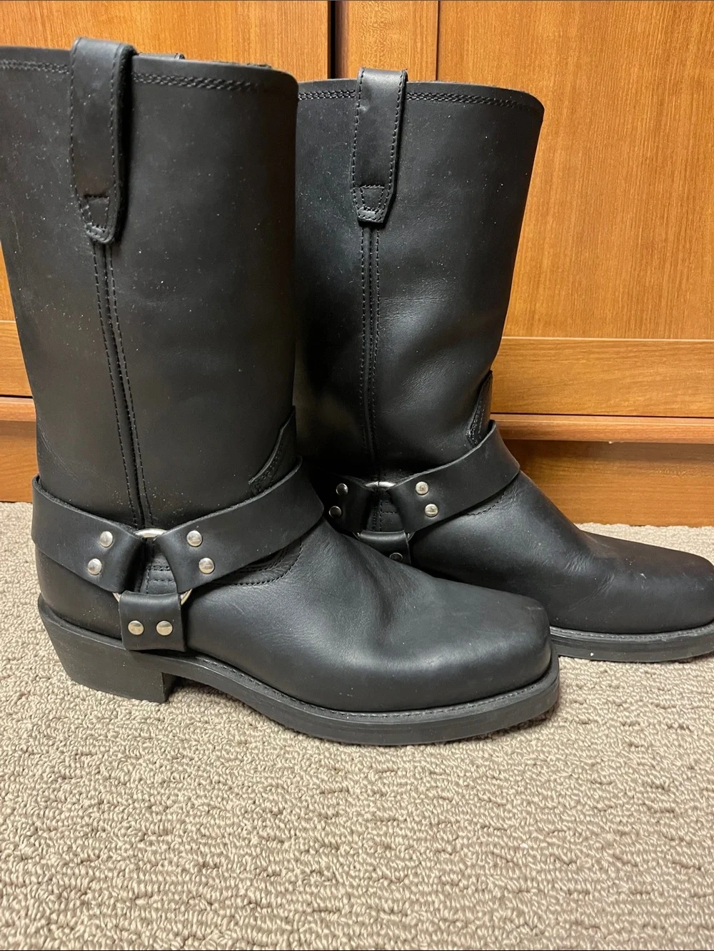 Dingo Black Leather Harness Boots